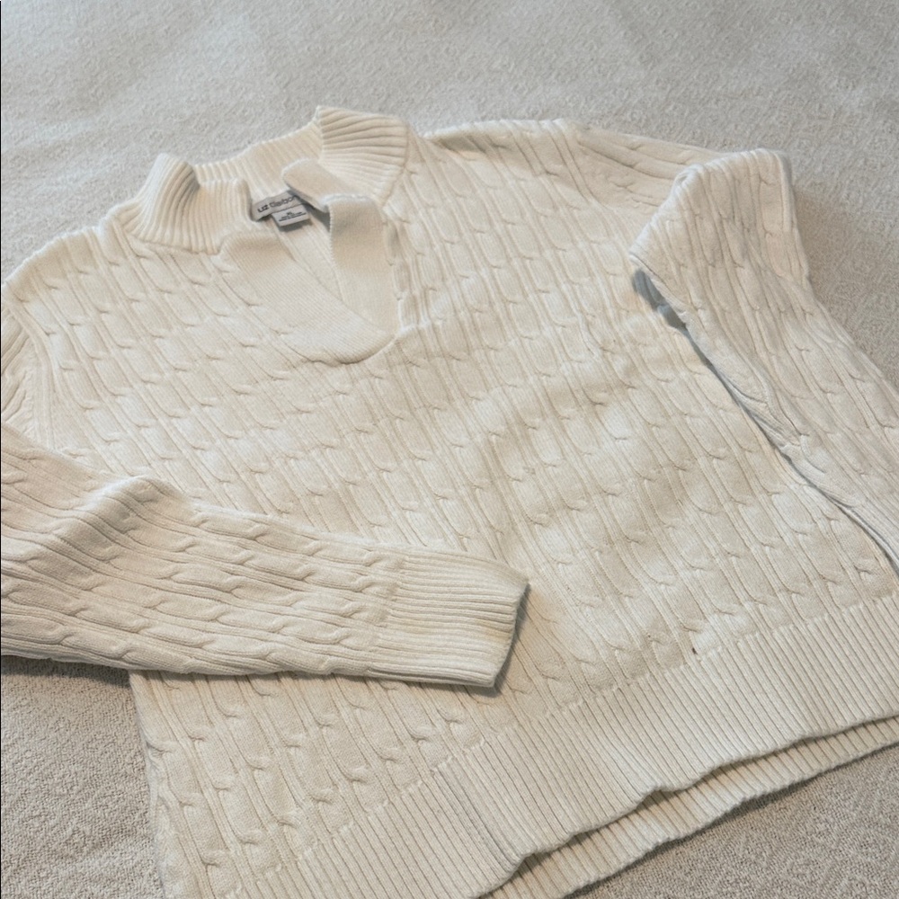 Liz Claiborne White Ribbed Sweater